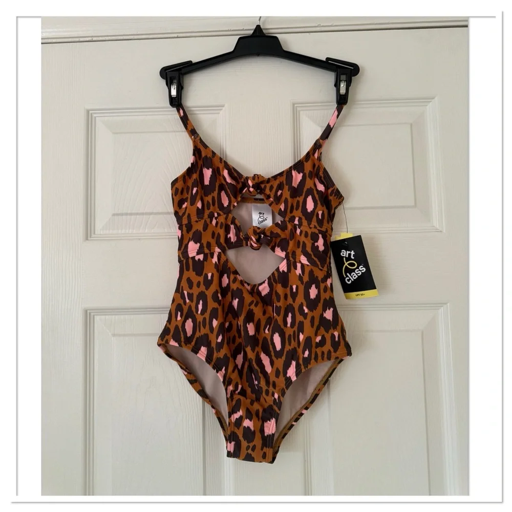 Girls Wild Cat Leopard Spot Printed One Piece Swimsuit